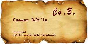 Csemer Béla névjegykártya